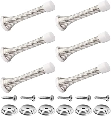 6 85 mm chromed metal door stops with screws and plate.. DIAYTAR NIGERIA makes online shopping accessible to all with budget-friendly prices and reliable delivery.