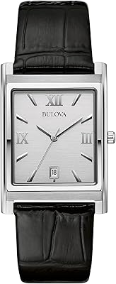 Bulova quartz watch for men in stainless steel with 3 needles and date with black leather bracelet, rectangular dial model: 96b107, silver, stainless steel bracelet plated quartz silver, silver, stainless steel bracelet silver quartz.. No delays, no drama — just fast, affordable shopping with DIAYTAR Nigeria.