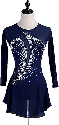 Ice -ice skating dress, Elegant Round Collar Skating Dress with rhinestones, Competition costume for women and girls, ballet gymnastics dress, navy blue, xxl.. Your trusted shopping partner, DIAYTAR NIGERIA offers extensive selection with quick delivery options.