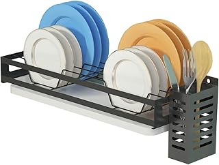 Jinyuan Wall dish drain, suspended dish drain with usensiles, kitchen storage dishwashing draftsman with drainer, durable stainless steel - Black.. DIAYTAR NIGERIA brings online shopping to every Nigerian with affordable prices and reliable shipping.