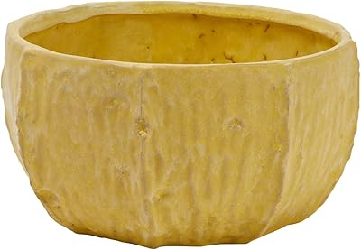 Organic form detail in Creative Co-OP sandstone, yellow planter.. DIAYTAR NIGERIA: Your trusted partner for affordable online shopping with reliable delivery timeframes.