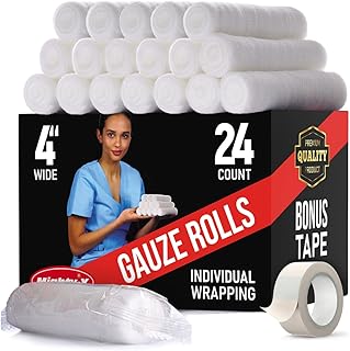 Premium gauze rollers - 24 rooms - 4 "individually wrapped + bonus ribbon - rolled gauze in accordance with first aid.. DIAYTAR NIGERIA: Where shopping is easy, prices are low, and delivery is just days away.