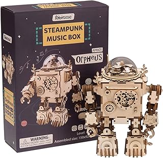 Aliasameen Orpheus Robot Puzzle 3D Music Box Wooden Kit in Robot Machinarium Artisanal toy cut with Laser with Light.. DIAYTAR NIGERIA delivers more than purchases - we deliver affordable shopping solutions within the week.