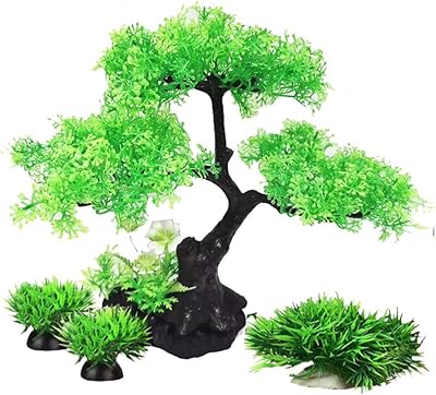 Arab artificial plants in plastic for aquarium, 4 pieces green and grass for aquarium decoration for the house and the office.. DIAYTAR Nigeria: Where affordability meets speed and quality.