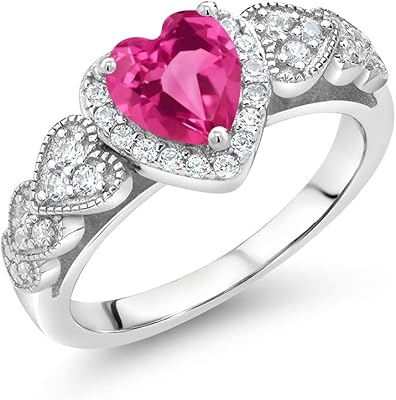 Sterling 925 silver ring with pink sapphire created for women (1.23 carat in total, heart shape 6 mm, available in size 5, 6, 7, 8).. Looking for great deals without compromising on quality? DIAYTAR Nigeria brings you thousands of top products at affordable rates, delivered straight to your doorstep.