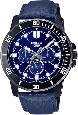 Multiple analog watch with blue dial and leather bracelet for men mtp-vd300bl-2eudf., Blue, bracelet.. Affordable shopping made easy on DIAYTAR Nigeria, with fast delivery from 5 to 8 days.