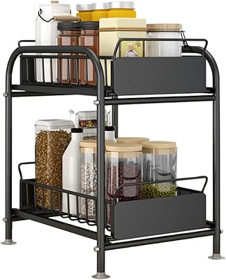 Kitchen organizer under U-Home sink, 2-level table shelf with sliding basket drawers for spices, condiments, bottles and cans.. Discover endless shopping possibilities at DIAYTAR NIGERIA, with budget-friendly prices and reliable delivery.