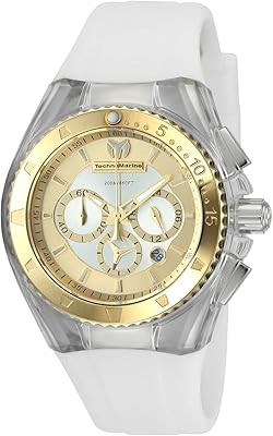 Technomarine quartz watch for women in white stainless steel, TM-116002 model, gold, chronograph, gold, chronograph.. Discover endless shopping possibilities at DIAYTAR NIGERIA, with budget-friendly prices and reliable delivery.