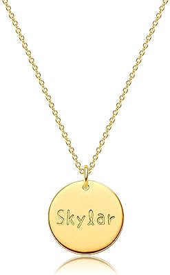 Dremmy Studios Custom Name Disk Necklier Filled with 18 -carat gold Name Custom Disk Name Collar Delicate signage plaque engraved Karma Cercle Karma Caller Delicate Name Collar Unique and significant gift for mom women.. DIAYTAR NIGERIA brings affordable shopping solutions to every corner of Nigeria in just 5-8 days.