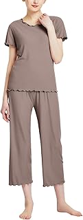 Pajamas for women sets of casual pajamas with short sleeves and round neck with scalloped edge, united color, outdoor clothes, two -room pajamas, long gentle dress for the bride.. Discover the convenience of DIAYTAR NIGERIA's vast e-commerce platform with delivery in just 5-8 days.