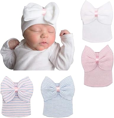 Newborn hat, elastic hospital hat for newborn with sweet and cute butterfly knot, blue, white and pink, 4 rooms, knitted hats for babies and boys.. DIAYTAR NIGERIA transforms how Nigerians shop with our affordable prices and dependable shipping times.
