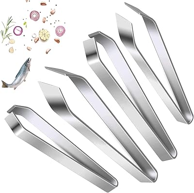 Amzoya Set of 4 fish bone tweezers, flat and angles, fish and bird bone, practical kitchen tools.. DIAYTAR NIGERIA delivers what you want at prices you'll love, all within 5-8 days nationwide.