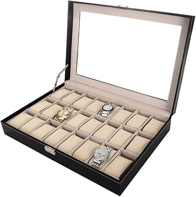 Skido watch organizer with glass and leather cover.. Experience the ease of modern shopping with DIAYTAR NIGERIA's diverse marketplace delivered promptly.