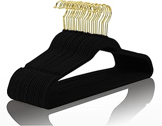 Set of 50 Robust Mizji luxury velvet hangers - Fine non -slip - Black velvet hangers - Golden hooks, Shallness hangers (black).. DIAYTAR NIGERIA brings the market to your fingertips with affordable prices and swift delivery services.