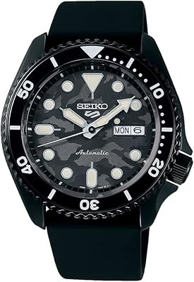 Seiko Yuto Horigum Limited Edition 5 sports watch with Automatic black camouflage dial SRPJ39, black, black, Automatic watch.. Experience retail therapy without the financial stress at DIAYTAR NIGERIA's affordable e-commerce platform.