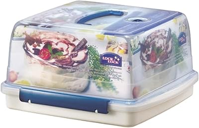 Lock & Lock HLS102 square cake box - transparent/blue, 12.6 liters.. DIAYTAR NIGERIA: Creating access to affordable products for every Nigerian with our swift delivery service.