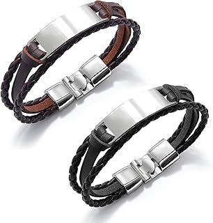 2pcs Leather bracelets for men bracelets in braided leather superior for men with magnetic clasp in stainless steel stainless bracelets for men leather cuffs for men for boys for boys.. DIAYTAR NIGERIA: Where affordability meets variety, with thousands of products delivered in less than 8 days.