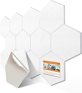 Dekiro 12 Pieces Acoustic Self-Adhesive Hexagonal Panels, soundproofed foam panels, 14 x 13 x 0.4 inch, soundproofed wall panels for ceiling and office door (white).. Online shopping made simple and affordable — DIAYTAR Nigeria.
