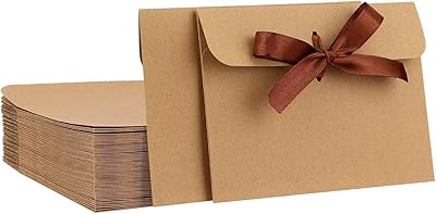 50 brown envelopes Kraft paper bags with elegant and noble ribbon.. DIAYTAR NIGERIA makes every shopping desire a reality with affordable prices and delivery in 5-8 days.