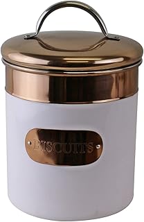 White and copper metal kitchen food conservation (cookie box).. Shop without limits at DIAYTAR NIGERIA and receive your purchases at budget prices within the week.