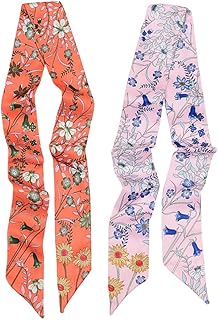 Dosila Lot of 2 fine silk scarves for women floral motif as a scarf.. Find everything you need at prices you'll love with DIAYTAR NIGERIA's comprehensive e-commerce platform.