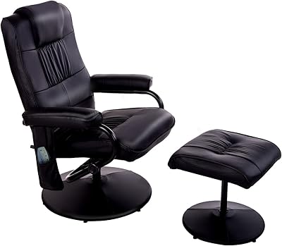 Tilting massage chair and Homcom pouf, PU leather armchair with wrapped base, black.. DIAYTAR NIGERIA transforms online retail with unbeatable prices and consistent delivery timeframes.