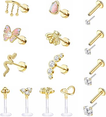 Cartilage earrings in surgical steel 16 g, flat earrings at the front, wireless labrette earrings for women, pushing lips, Medusa and Monroe Conch tragus piercing jewelry.. Shop smarter, not harder with DIAYTAR NIGERIA - thousands of products at your fingertips with affordable delivery.