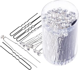 U -shaped hair pins with white crystal rhinestones, find the best professional hair clips for hairstyle with storage bottle (40 crystal hair pins and 40 U -shaped pins).. Discover a new way to shop with DIAYTAR NIGERIA's comprehensive marketplace and quick delivery options.