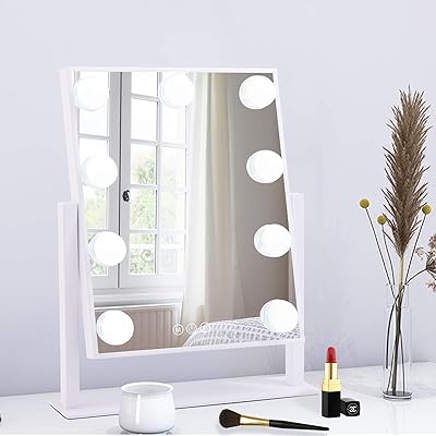 Polni Hollywood luminous makeup mirror, courtesy mirror with light control, 3 colors with variable intensity, detachable magnification 10 times, 360 degree rotation, white color.. Affordable shopping made easy on DIAYTAR Nigeria, with fast delivery from 5 to 8 days.
