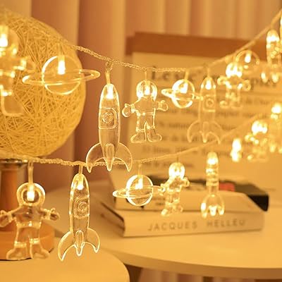 20 colorful LED lights for children's bedrooms, rocket, spacecraft, spaceship design, children's bedroom decoration, vacation wall decoration (hot white).. DIAYTAR NIGERIA: Empowering Nigerians with access to affordable products delivered within 8 days.