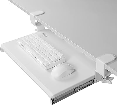 Mini tray for vivo keyboard, retractable keyboard tray under the desk with extra solid c pliers mounting system, 20 (26 clips included) x 11 ", sliding computer platform, white, mount-kB05es-W.. From office supplies to fashion — DIAYTAR Nigeria brings it fast.