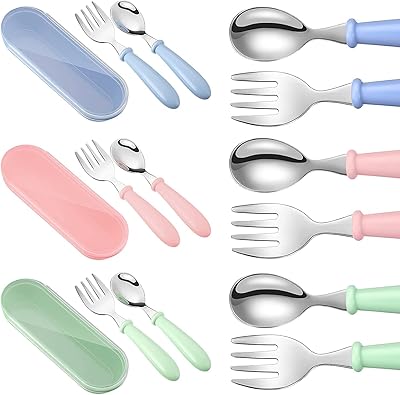 Set of secure cutlery in stainless steel for children, 9 fork and spoon pieces with round handle for lunch box (blue, green, pink).. Discover a world of affordable shopping with DIAYTAR NIGERIA's vast marketplace delivered to you in days.
