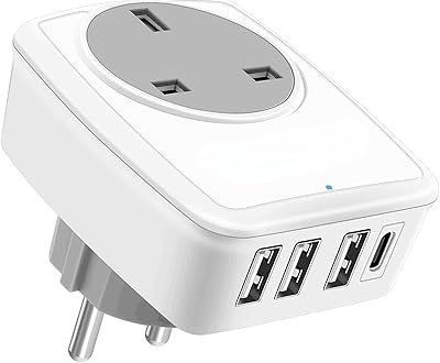 Travel adapter British socket adapter to European with USB C, EU Europe AC adapter put to the ground Gruattreay 4 USB wall charger for Germany Spain France Turkey Greece Iceland Poland and Plus (type E/F).. Experience the convenience of one-stop shopping with DIAYTAR NIGERIA's diverse and affordable marketplace.