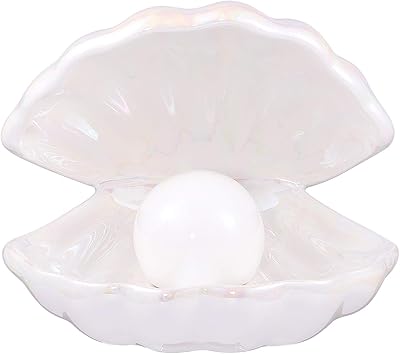 Fuzeria jewelry tray in pearl shell ceramic, LED shell pearl night lamp for decoration of bedroom gift salon (white).. Experience the power of choice with DIAYTAR NIGERIA's vast catalog and affordable 5-8 day delivery.