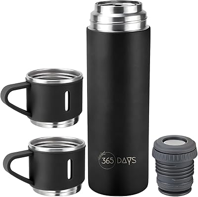 Vacuum isothermal bottle 365 days with 3 cups, thermos in stainless steel without BPA for hot and cold drinks - keep hot/cold liquids until 9 am, anti -fresh thermal mug (black).. Shop without boundaries at DIAYTAR NIGERIA, offering affordable products with convenient delivery times.