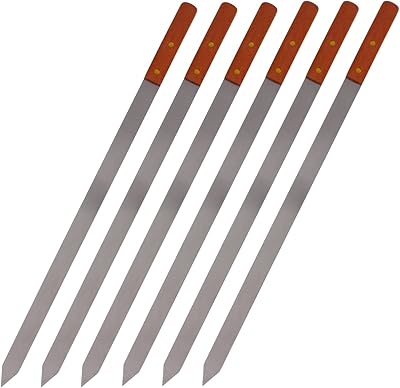 Stainless quality stainless steel barbecue skewers with wooden handles for shish kebabs, Turkish barbecue, Cupid, Brazilian style barbecue, 23 "x 2.54", set of 6.. DIAYTAR NIGERIA: Your gateway to affordable shopping with thousands of products delivered nationwide.