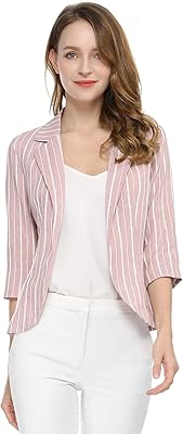 Striped blazer open on the front, 3/4 sleeves, black and white, m.. Your daily needs delivered to your door — DIAYTAR Nigeria style.