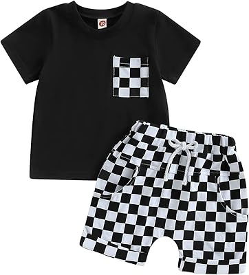Summer Outfits for Baby Boy and Girl, T-shirt with short sleeves and checkered shorts, Trendy set, Damn holding for toddlers.. Navigate countless options with DIAYTAR NIGERIA's comprehensive marketplace and budget-friendly shipping.