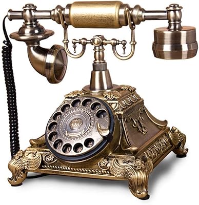 Vintage phone/retro telephone with body in wood and metal, functional rotary dial, fixed line of classic bell style, with push button at traditional ringtone.. DIAYTAR NIGERIA brings online shopping to every Nigerian with affordable prices and reliable shipping.
