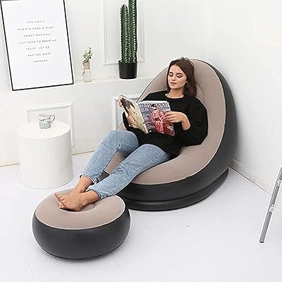 G-STORM inflatable long chair sofa with domestic air pump and footrest for indoor living room, bedroom, reading room, office, porch, travel, picnic, picnic.. DIAYTAR NIGERIA: Where every shopping need is fulfilled with affordable prices and nationwide shipping.
