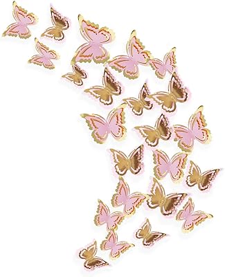 3D decorative wall stickers in the shape of a pink flower and pink butterfly, removable wall stickers for the house, the living room, the child's bedroom, the child's bedroom (27 rooms).. DIAYTAR NIGERIA: The marketplace that brings affordable products to every Nigerian home in under 8 days.