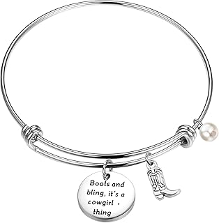 Bekech cowgirl jewelry boots and bling it's a cowgirl thing bracelet jonc avec western wild west cowgirl texas boot charm cadeau équestre cadeau d'amoureux des chevaux.. DIAYTAR NIGERIA transforms online shopping with competitive prices and dependable nationwide delivery.
