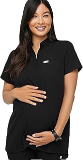 Ketal medical blouse for pregnant women - Mao collar, 1 pocket, curved front hem, long and expandable back hem in 4 directions.. DIAYTAR Nigeria: Where affordability meets speed and quality.