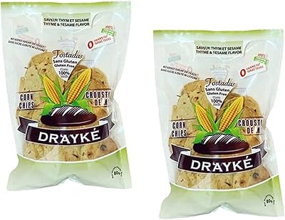 Drayké corn crackers, thyme and sesame, 2x 80 gr, healthy crackers in the oven, healthy diet, alternative to bread, based on natural corn and plant ingredients, gluten -free chips, without preservatives... DIAYTAR NIGERIA: Where quality meets affordability, with thousands of products delivered in less than 8 days.