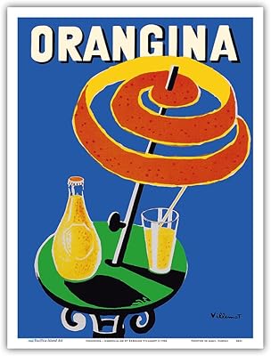 Pacifica Island Art Orangina Sparkling Soda Vintage advertising poster of Bernard.. With DIAYTAR Nigeria, your wishlist becomes reality, fast.