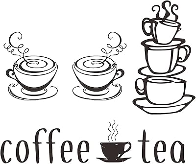 3 rooms kitchen wall decoration art poster tea cup coffee cup wall sticker (black).. Looking for a deal? DIAYTAR Nigeria has thousands waiting for you.