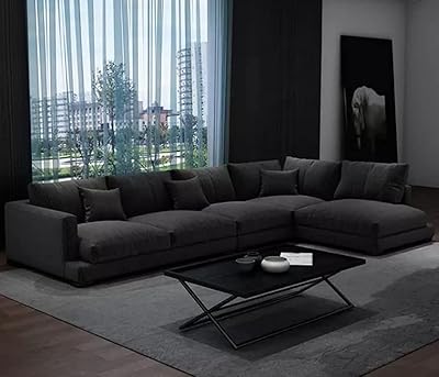 L -shaped fabric sofa for modern living room with northern design, set of home furniture (black).. DIAYTAR NIGERIA: Where value meets variety with reliable nationwide delivery in under 8 days.