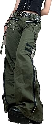 Gothic cargo jeans for women, straight punk punk wide legs, ample pants of gothic aesthetic Y2K with pockets with pockets.. From essentials to electronics, DIAYTAR Nigeria ships your order in no time.