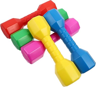 Toy and una 5 handpieces for children, plastic dumbbells for householder exercises at home and in the gym, children's toy of different colors.. You deserve better shopping — choose DIAYTAR Nigeria today.