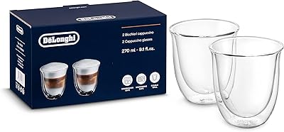 Cappuccino coffee cups with double wall Delonghi with thermal characteristics, 190 ml, lot of 2, 5513214601 /5513284161.. DIAYTAR NIGERIA: Where affordability and variety meet with convenient delivery within 8 days.